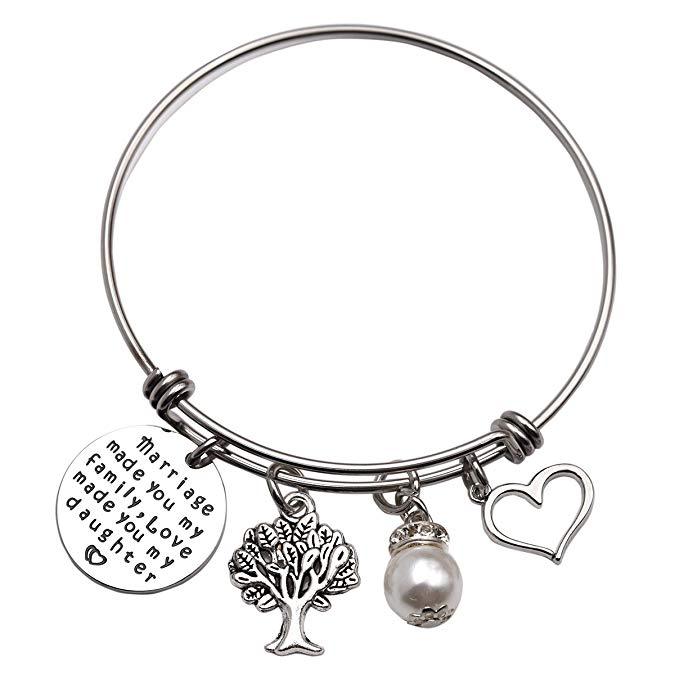LParkin Step Daughter Gift Marriage Made You My Family Love Made You My Daughter Bracelet Bangle