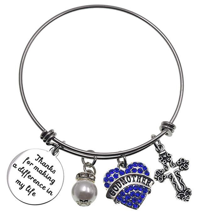 LParkin Godmother Bracelet Thank You for Making a Difference in My Life Bangle Stainless Steel Godmother Gift Jewelry Bracelets