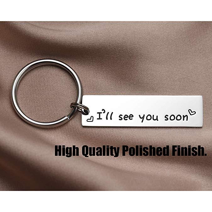 LParkin I'll See You Soon keychain Valentine's Gift Boyfriend Girlfriend Gift Long Distance Relationship Friends Bff Key Chain
