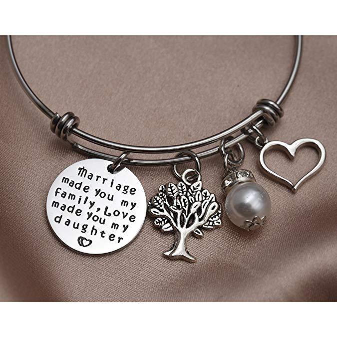 LParkin Step Daughter Gift Marriage Made You My Family Love Made You My Daughter Bracelet Bangle