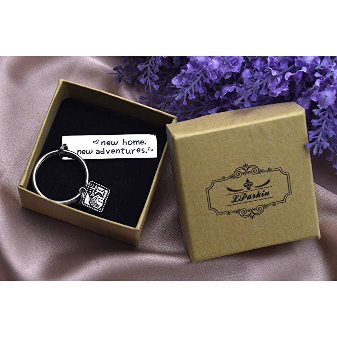 LParkin New Home New Adventures Keychain Housewarming Gift New Home Gift House Keys Keyring Moving in Together First Home Funny Housewarming