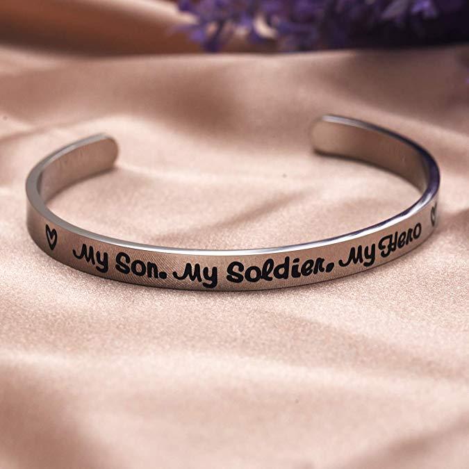 LParkin My Son My Soldier My Hero Cuff Bracelet Army mom Navy mom air Force mom Military Jewelry