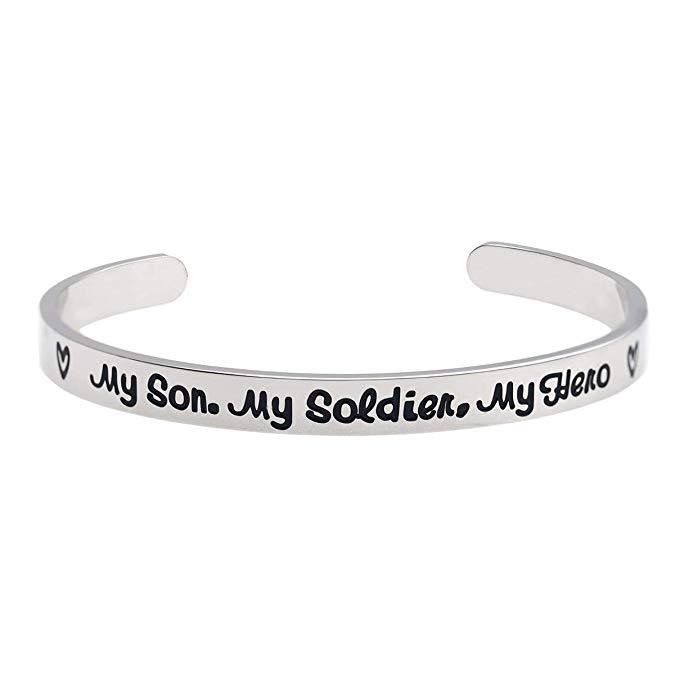 LParkin My Son My Soldier My Hero Cuff Bracelet Army mom Navy mom air Force mom Military Jewelry
