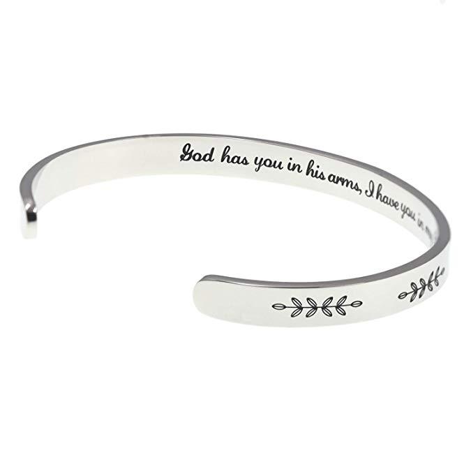 LParkin Memorial Jewelry Cremation in Memory of Loved One God Has You in His Arms I Have You in My Heart Remembrance Bracelet Miscarriage Jewelry Memo