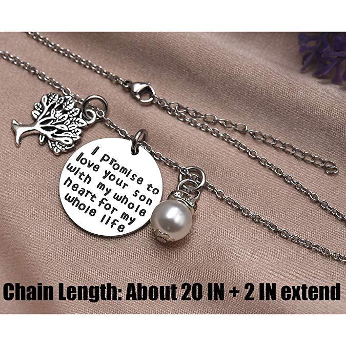 LParkin I Promise to Love Your Son My Whole Heart My Whole Life Necklace Mother The Groom Gift Wedding Pendent Necklace