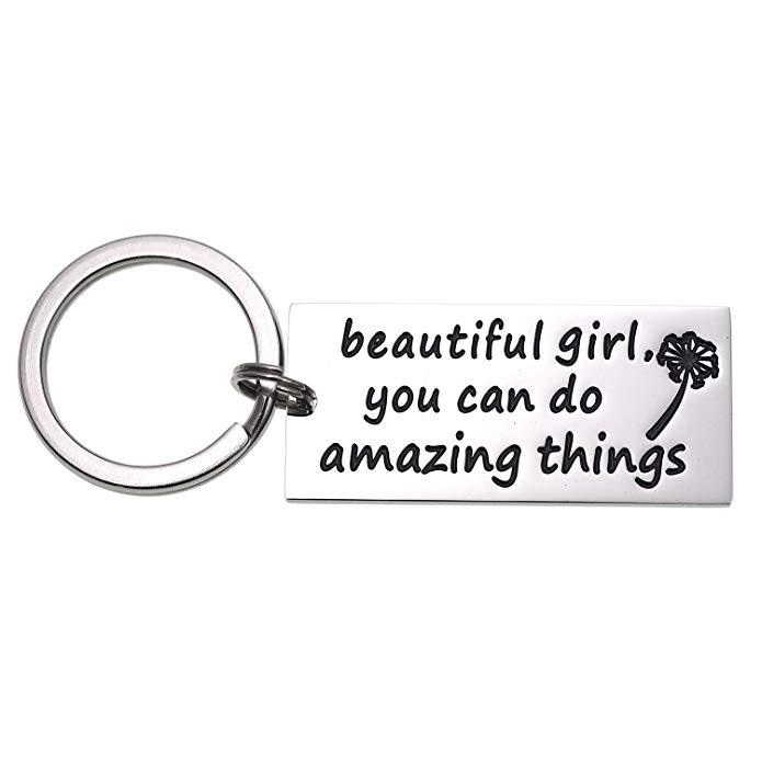 LParkin Beautiful Girl You Can Do Amazing Things Inspirational Keychain Self Esteem Daughter Gift Graduation Gift Do Amazing Things Gifts for Her Moti