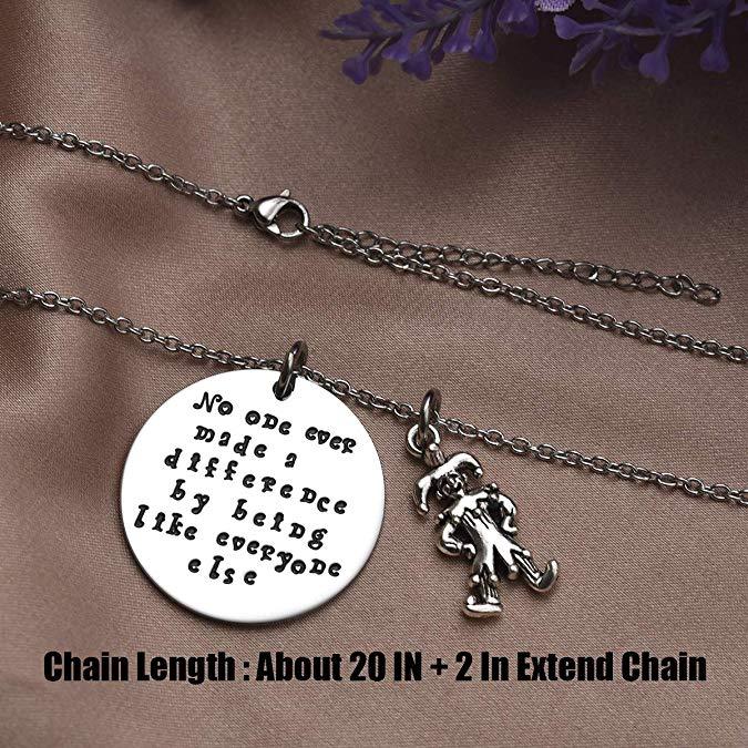 LParkin No One Ever Made a Difference by Being Like Everyone Else Circus Charm Necklace for Her Quote Necklace Charm Inspirational Gifts for Her The G