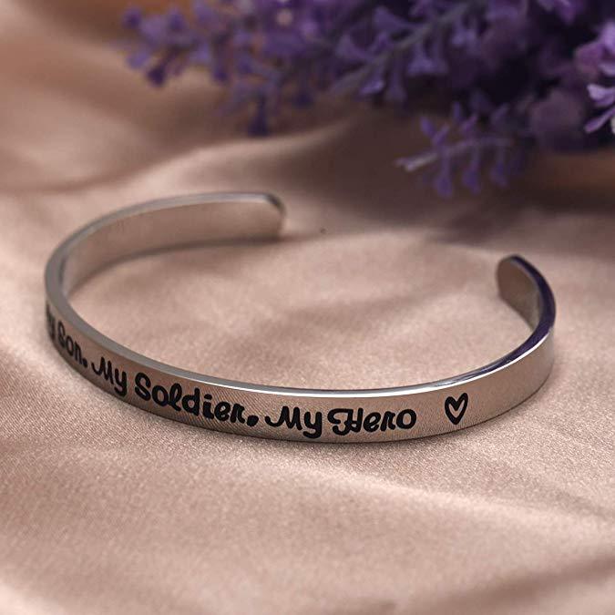 LParkin My Son My Soldier My Hero Cuff Bracelet Army mom Navy mom air Force mom Military Jewelry