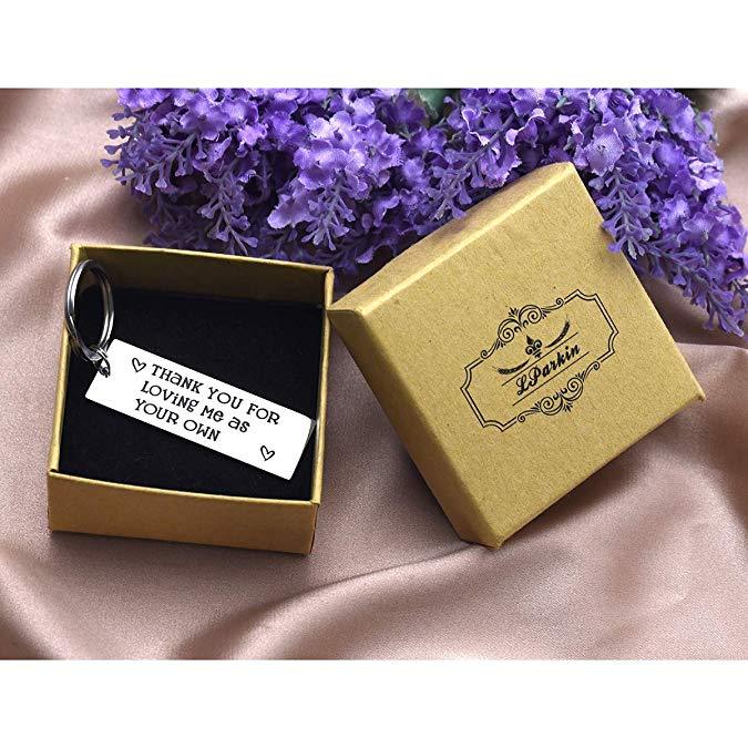 LParkin Gifts for Stepdads You May Not Have Our Genes But You Will Always Have Our Heart Keychain Fathers Day Present Step Dad Gift from Stepdaughter