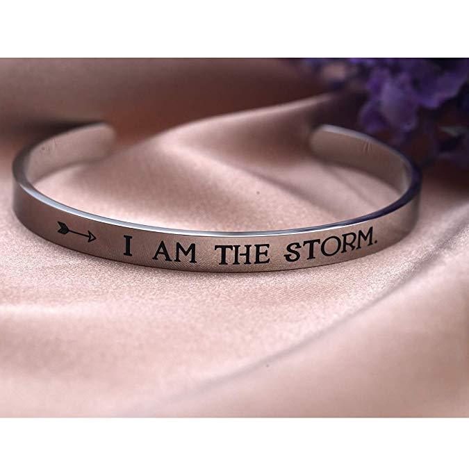 LParkin I AM The Storm Inspirational Bracelet Empowering Jewelry Motivating Inspirational Gift