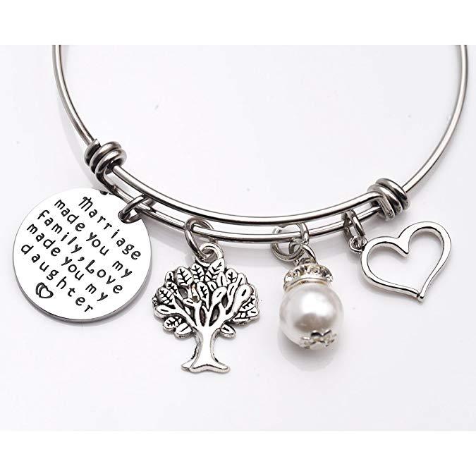 LParkin Step Daughter Gift Marriage Made You My Family Love Made You My Daughter Bracelet Bangle