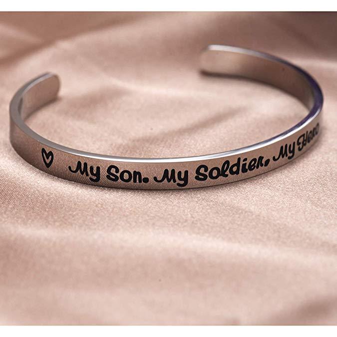 LParkin My Son My Soldier My Hero Cuff Bracelet Army mom Navy mom air Force mom Military Jewelry
