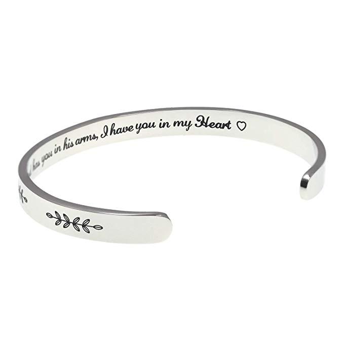 LParkin Memorial Jewelry Cremation in Memory of Loved One God Has You in His Arms I Have You in My Heart Remembrance Bracelet Miscarriage Jewelry Memo