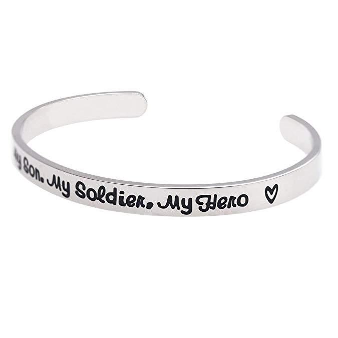 LParkin My Son My Soldier My Hero Cuff Bracelet Army mom Navy mom air Force mom Military Jewelry