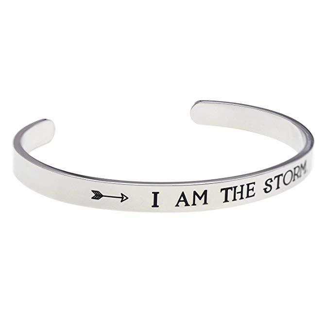 LParkin I AM The Storm Inspirational Bracelet Empowering Jewelry Motivating Inspirational Gift