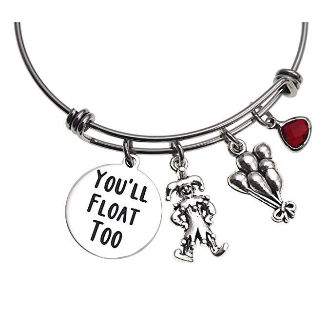 LParkin You'll Float Too Bracelet IT Movie Horror Fan Gift for Her Bangles Halloween Bracelets