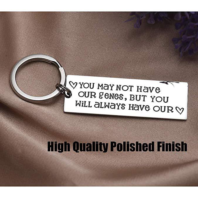 LParkin Gifts for Stepdads You May Not Have Our Genes But You Will Always Have Our Heart Keychain Fathers Day Present Step Dad Gift from Stepdaughter