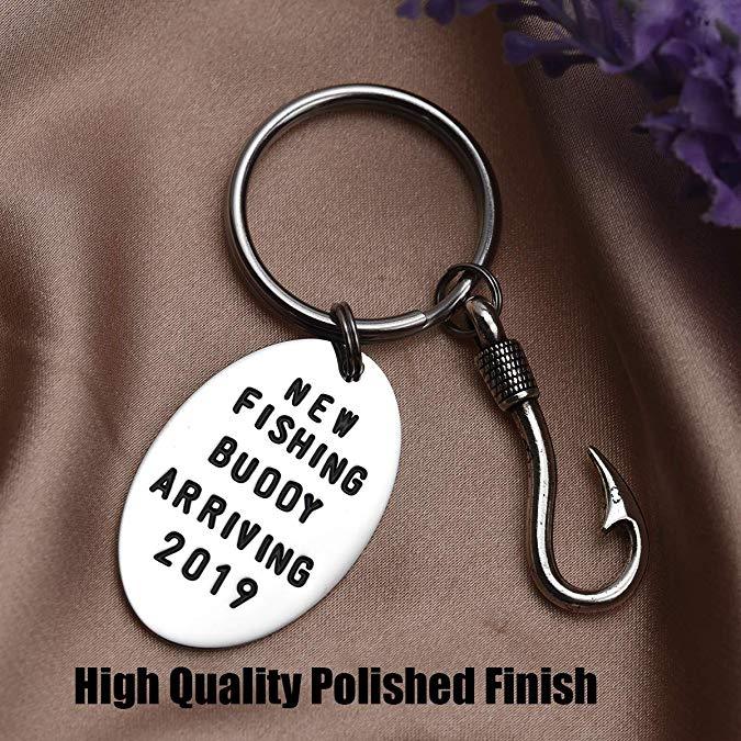 LParkin Fishing Buddy Arriving 2020 Fishing Buddy Keychain Pregnancy Announcement Gift Dad My Fishing Buddy Fishing Gifts Men's Gift Grandpa Gifts