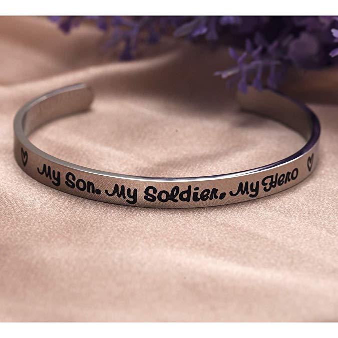 LParkin My Son My Soldier My Hero Cuff Bracelet Army mom Navy mom air Force mom Military Jewelry