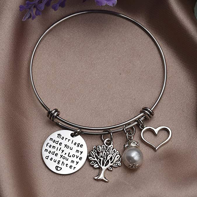 LParkin Step Daughter Gift Marriage Made You My Family Love Made You My Daughter Bracelet Bangle