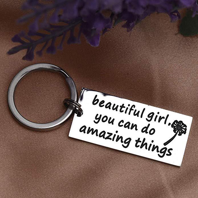 LParkin Beautiful Girl You Can Do Amazing Things Inspirational Keychain Self Esteem Daughter Gift Graduation Gift Do Amazing Things Gifts for Her Moti