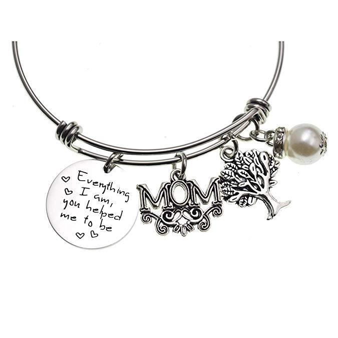 LParkin Everything I Am You Helped Me to Be Expandable Wire Bangle Bracelet Gift for Mom