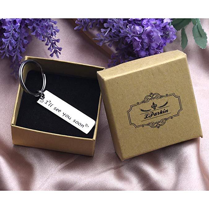 LParkin I'll See You Soon keychain Valentine's Gift Boyfriend Girlfriend Gift Long Distance Relationship Friends Bff Key Chain