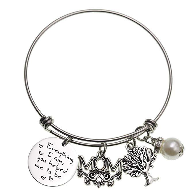 LParkin Everything I Am You Helped Me to Be Expandable Wire Bangle Bracelet Gift for Mom