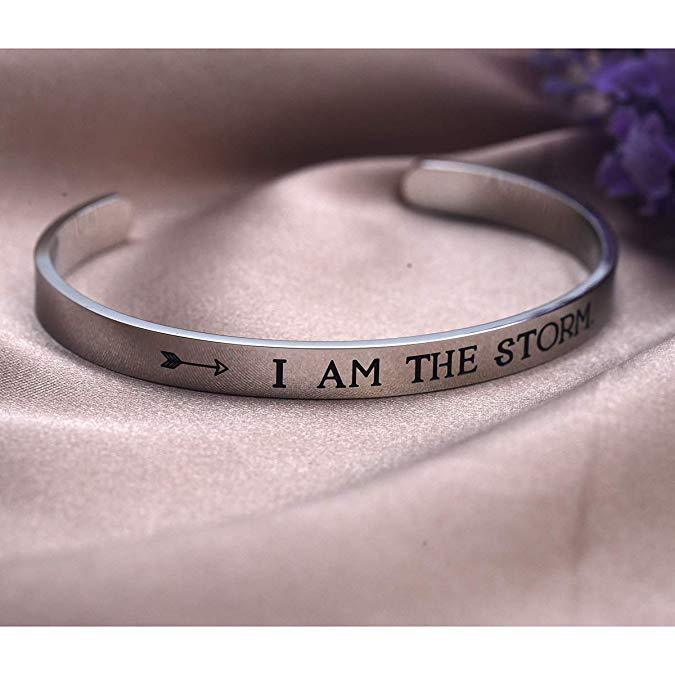 LParkin I AM The Storm Inspirational Bracelet Empowering Jewelry Motivating Inspirational Gift