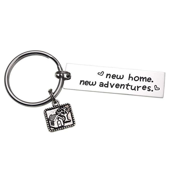 LParkin New Home New Adventures Keychain Housewarming Gift New Home Gift House Keys Keyring Moving in Together First Home Funny Housewarming