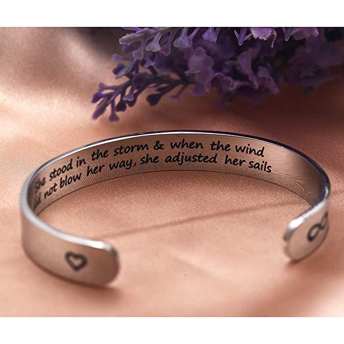 LParkin Inspirational Gift She Stood in The Storm When The Wind Did Not Blow Her Way She Adjusted Her Sails Encouragement Gift