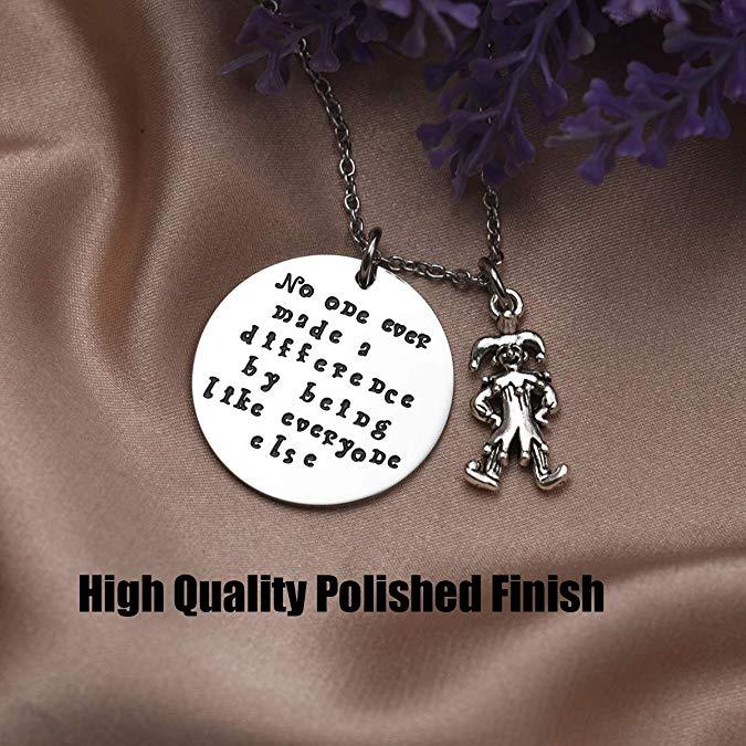 LParkin No One Ever Made a Difference by Being Like Everyone Else Circus Charm Necklace for Her Quote Necklace Charm Inspirational Gifts for Her The G
