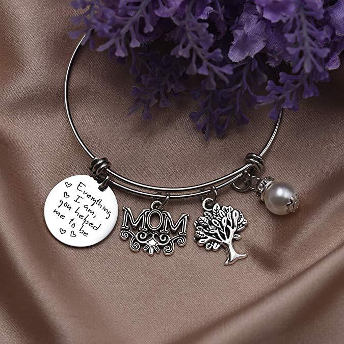 LParkin Everything I Am You Helped Me to Be Expandable Wire Bangle Bracelet Gift for Mom