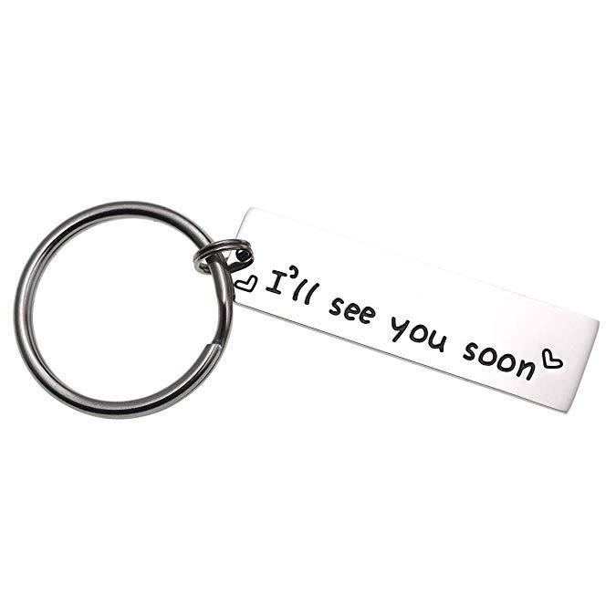 LParkin I'll See You Soon keychain Valentine's Gift Boyfriend Girlfriend Gift Long Distance Relationship Friends Bff Key Chain