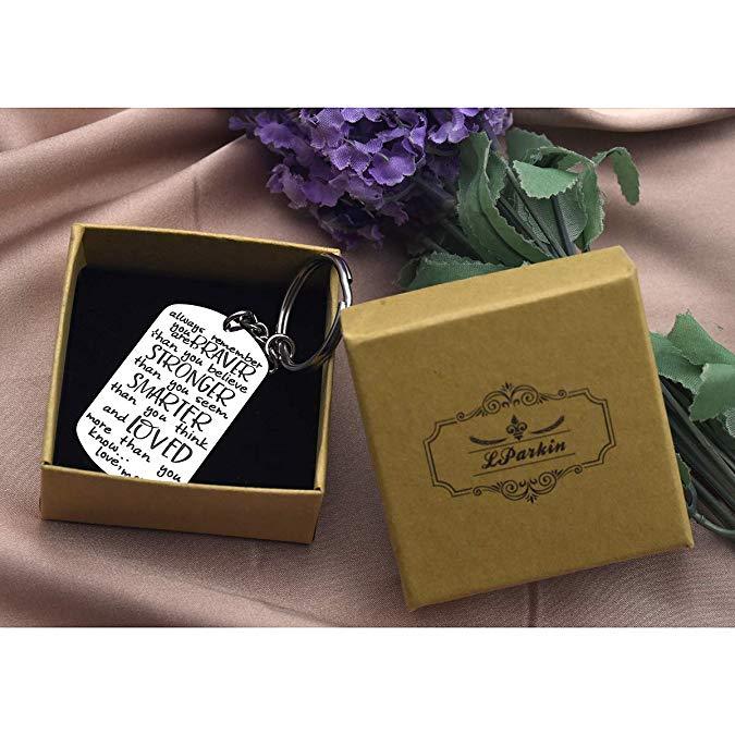 LParkin 2020 Graduation Gift Keychain for Daughter Son from Mom Motivation Keychain You are Braver Than You Believe Stronger Than You Seem Smarter Tha