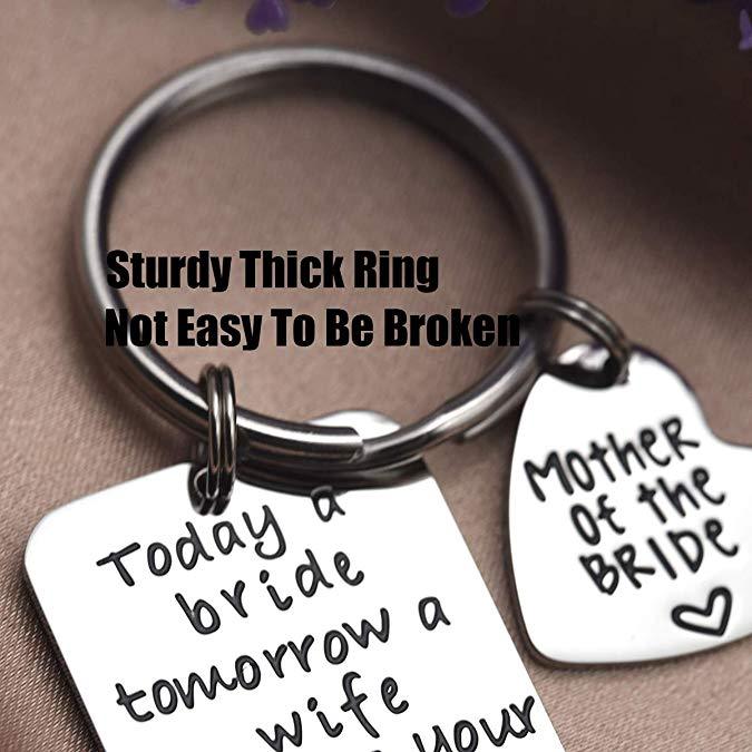 LParkin Mother of The Bride Keyring Wedding Gift Keychain Today a Bride Tomorrow a Wife Always Your Daughter Best Friends for Life