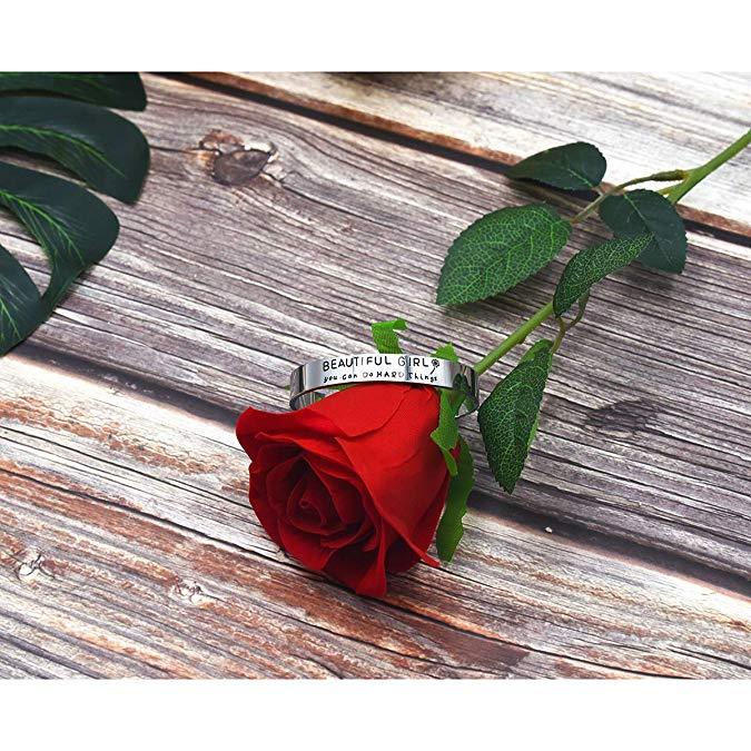 LParkin Beautiful Girl You Can Do Hard Things Inspirational Bracelet Self Esteem Daughter Gift Graduation Gift Do Hard Amazing Things Gifts for Her Mo