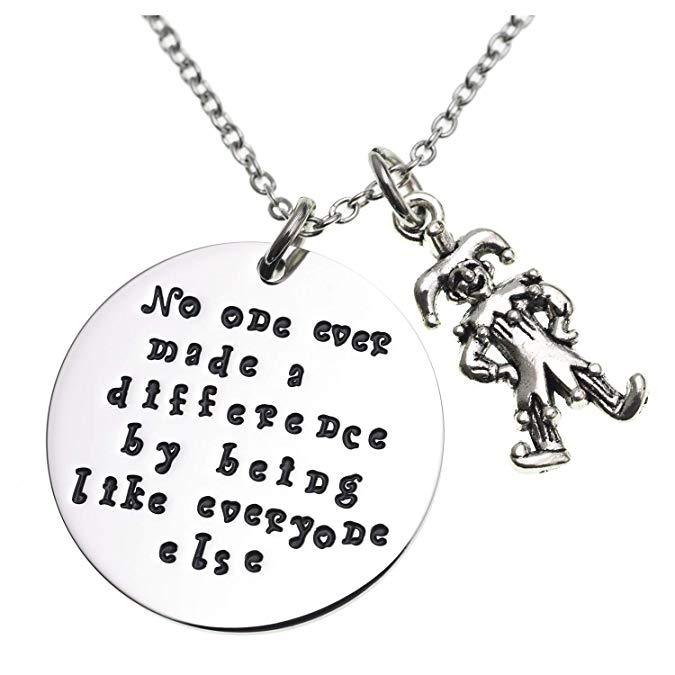 LParkin No One Ever Made a Difference by Being Like Everyone Else Circus Charm Necklace for Her Quote Necklace Charm Inspirational Gifts for Her The G