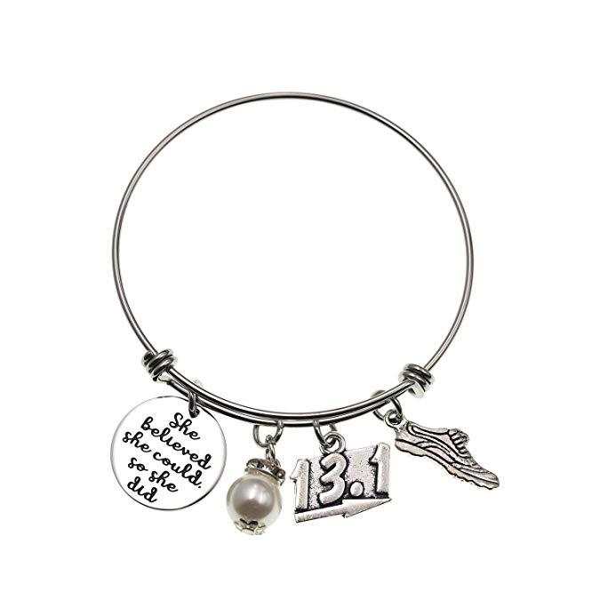 LParkin 13.1 Bracelet She Believed She Could Half Marathon Gift 13.1 Jewelry Half Marathon Jewelry Bracelet Running Gifts for Friend Gift