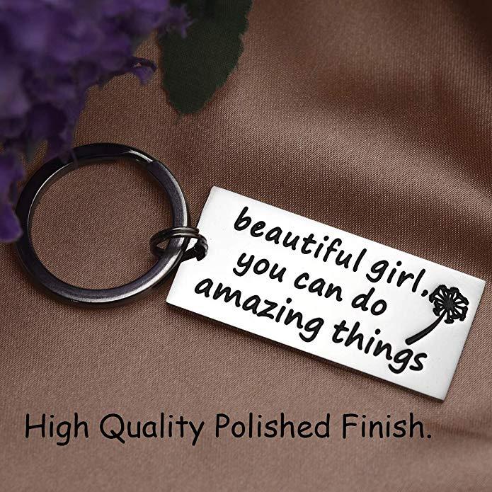 LParkin Beautiful Girl You Can Do Amazing Things Inspirational Keychain Self Esteem Daughter Gift Graduation Gift Do Amazing Things Gifts for Her Moti