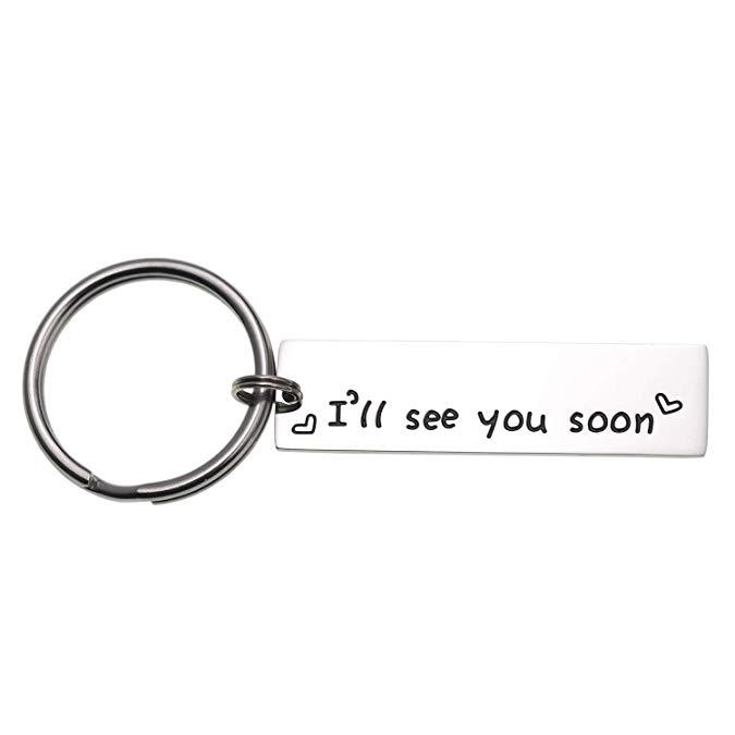LParkin I'll See You Soon keychain Valentine's Gift Boyfriend Girlfriend Gift Long Distance Relationship Friends Bff Key Chain