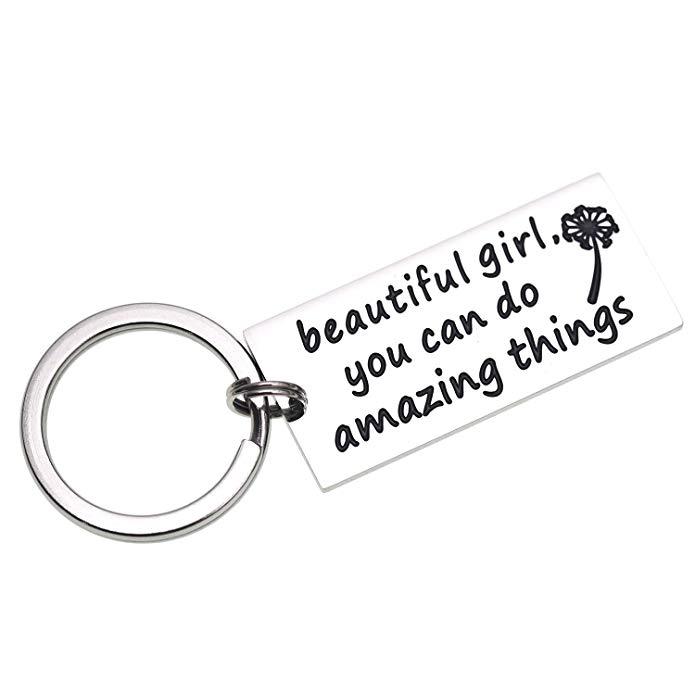 LParkin Beautiful Girl You Can Do Amazing Things Inspirational Keychain Self Esteem Daughter Gift Graduation Gift Do Amazing Things Gifts for Her Moti