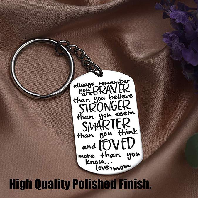 LParkin 2020 Graduation Gift Keychain for Daughter Son from Mom Motivation Keychain You are Braver Than You Believe Stronger Than You Seem Smarter Tha