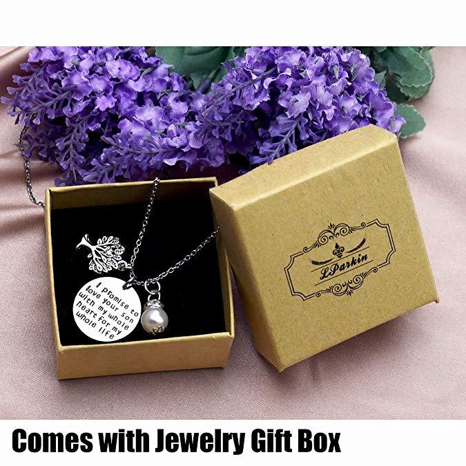 LParkin I Promise to Love Your Son My Whole Heart My Whole Life Necklace Mother The Groom Gift Wedding Pendent Necklace