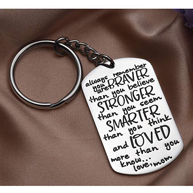 LParkin 2020 Graduation Gift Keychain for Daughter Son from Mom Motivation Keychain You are Braver Than You Believe Stronger Than You Seem Smarter Tha