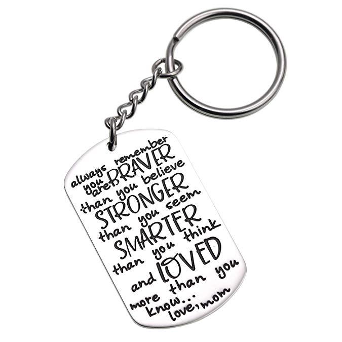 LParkin 2020 Graduation Gift Keychain for Daughter Son from Mom Motivation Keychain You are Braver Than You Believe Stronger Than You Seem Smarter Tha