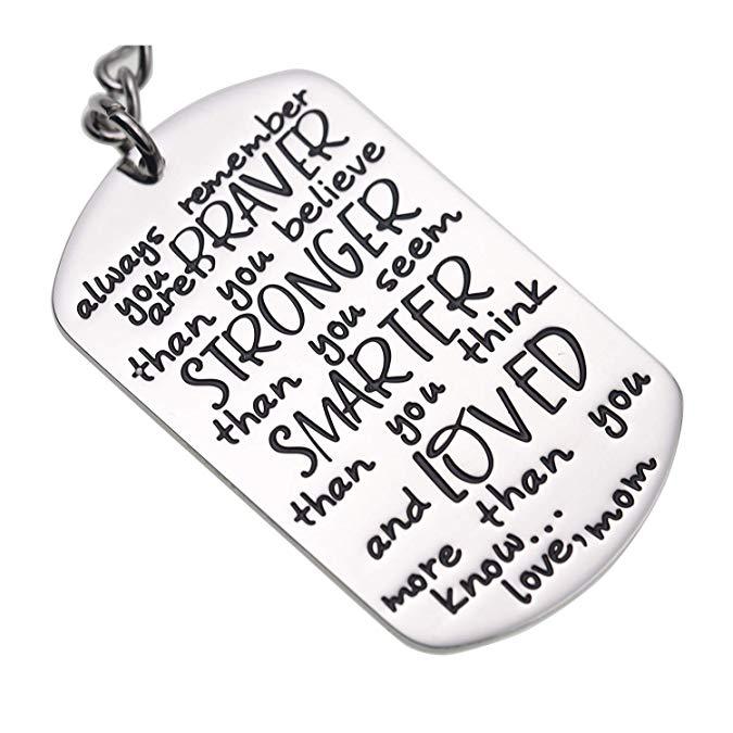 LParkin 2020 Graduation Gift Keychain for Daughter Son from Mom Motivation Keychain You are Braver Than You Believe Stronger Than You Seem Smarter Tha