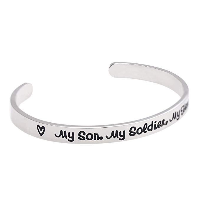 LParkin My Son My Soldier My Hero Cuff Bracelet Army mom Navy mom air Force mom Military Jewelry