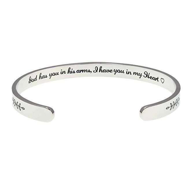 LParkin Memorial Jewelry Cremation in Memory of Loved One God Has You in His Arms I Have You in My Heart Remembrance Bracelet Miscarriage Jewelry Memo
