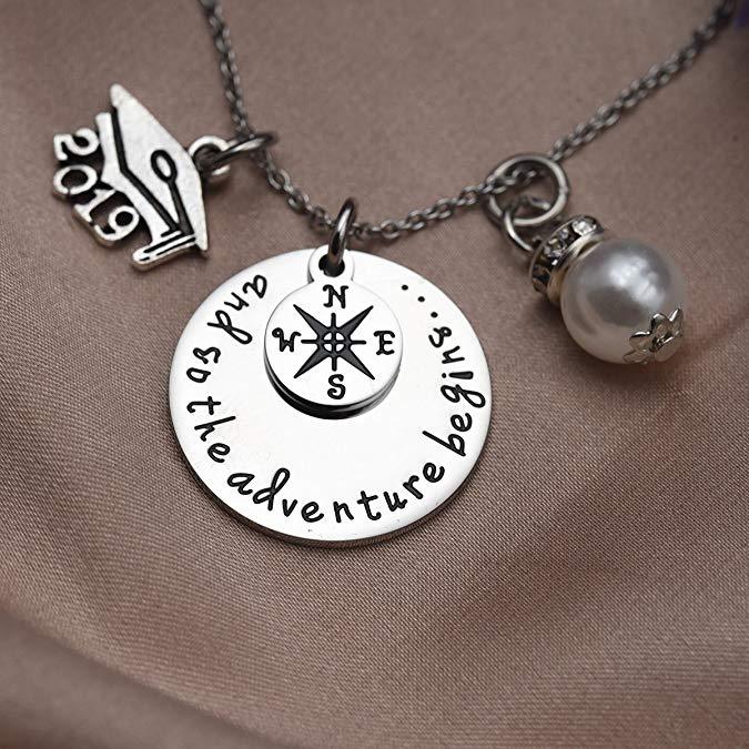 LParkin 2020 Graduationg Gift Necklace and So The Adventure Begins Necklace